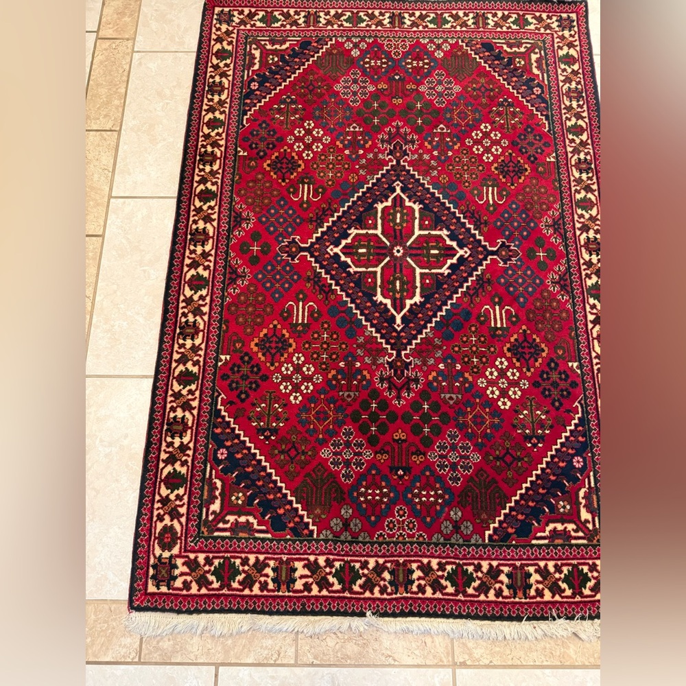 Persian Maimeh Hand-Knotted Wool Geometric Pattern Rug - Picture 3 of 5